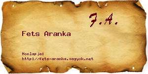 Fets Aranka névjegykártya